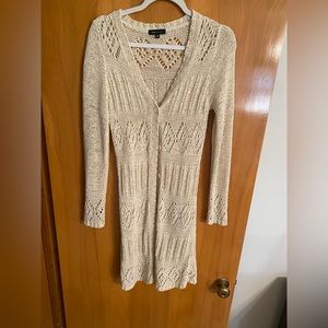 BCBGMaxaria knit crochet button up duster cardigan